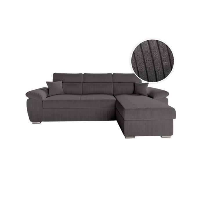 Produit similaire: Canapé d'angle 4 places KOMECO reversible convertible avec coffre en velours côtelé - Gris - L265 x P166 x H91cm - LOUNGITUDE