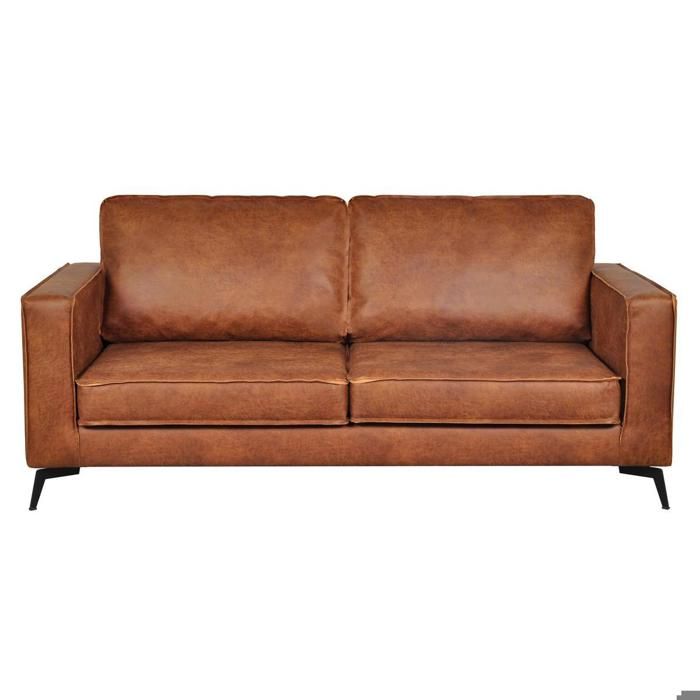 Produit similaire: Canapé vintage 3 places cuir marron cognac aspect vieilli et métal noir SONNY