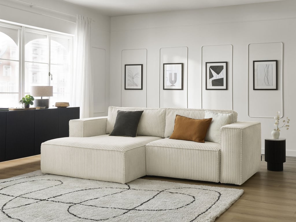 Produit similaire: Canapé d'angle convertible coffre NINA velours côtelé beige angle gauche BOBOCHIC 3 places