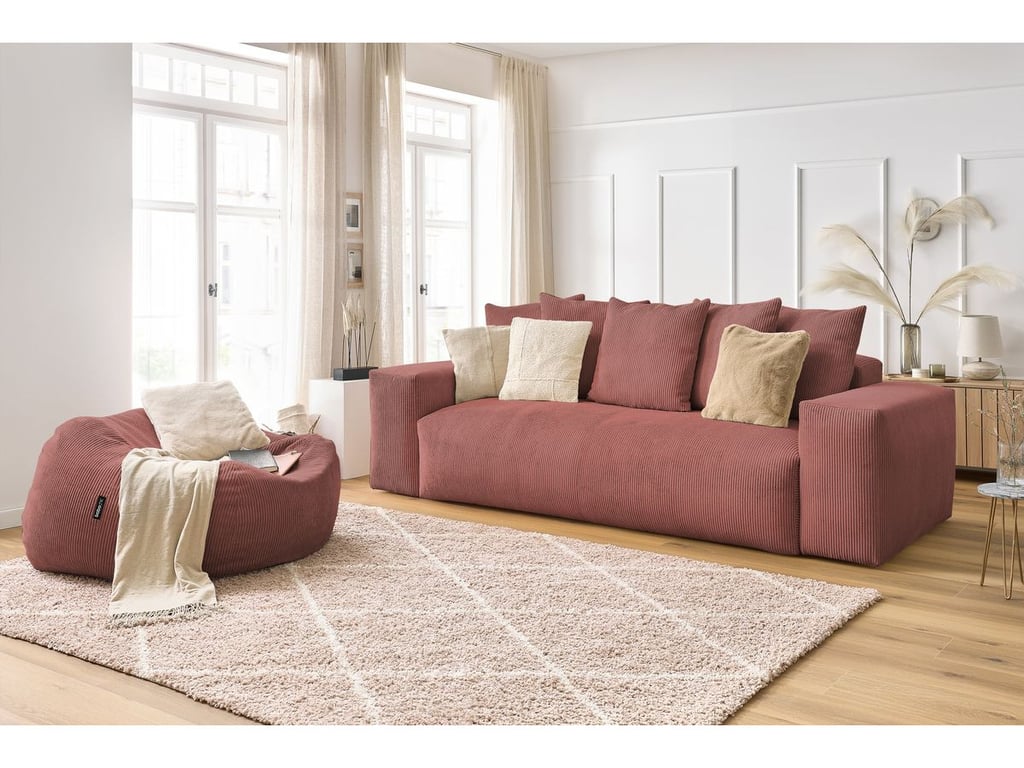 Produit similaire: Voltaire canapé droit fixe 3 places velours côtelé rose