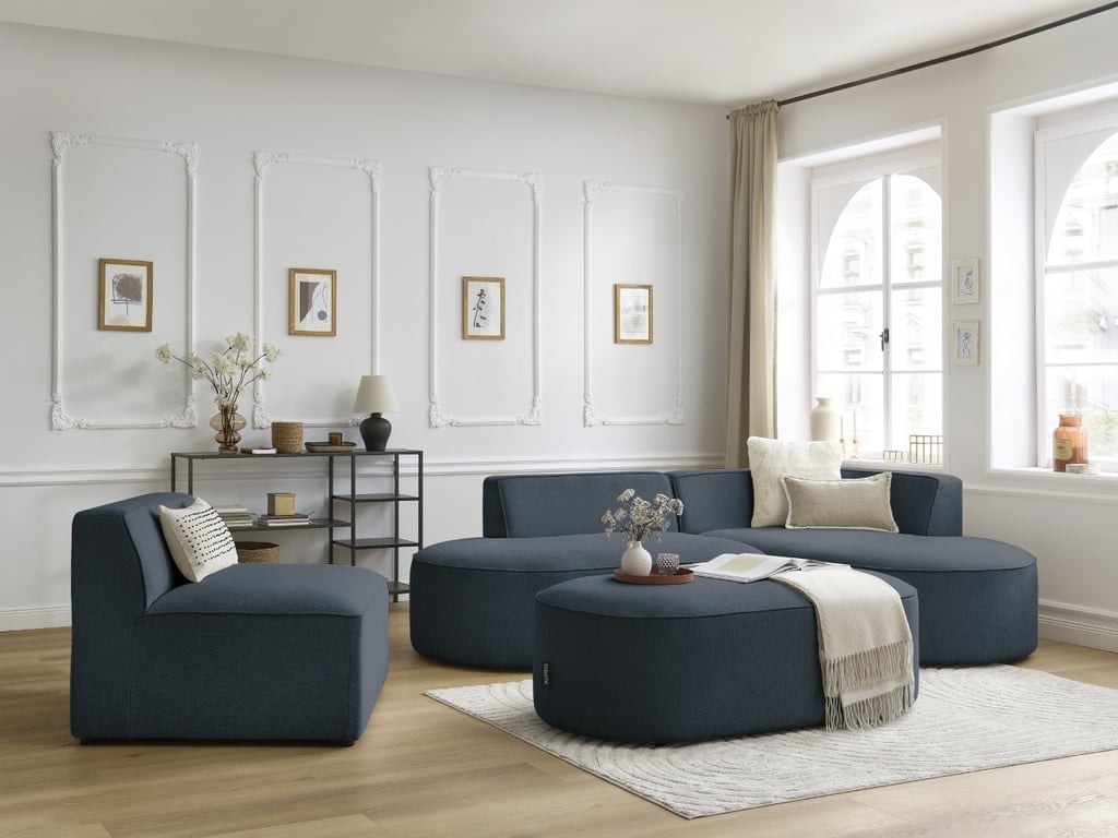 Produit similaire: Chauffeuse 1 place pour canapé modulable ROUSSEAU tissu chiné bleu foncé BOBOCHIC 1 places