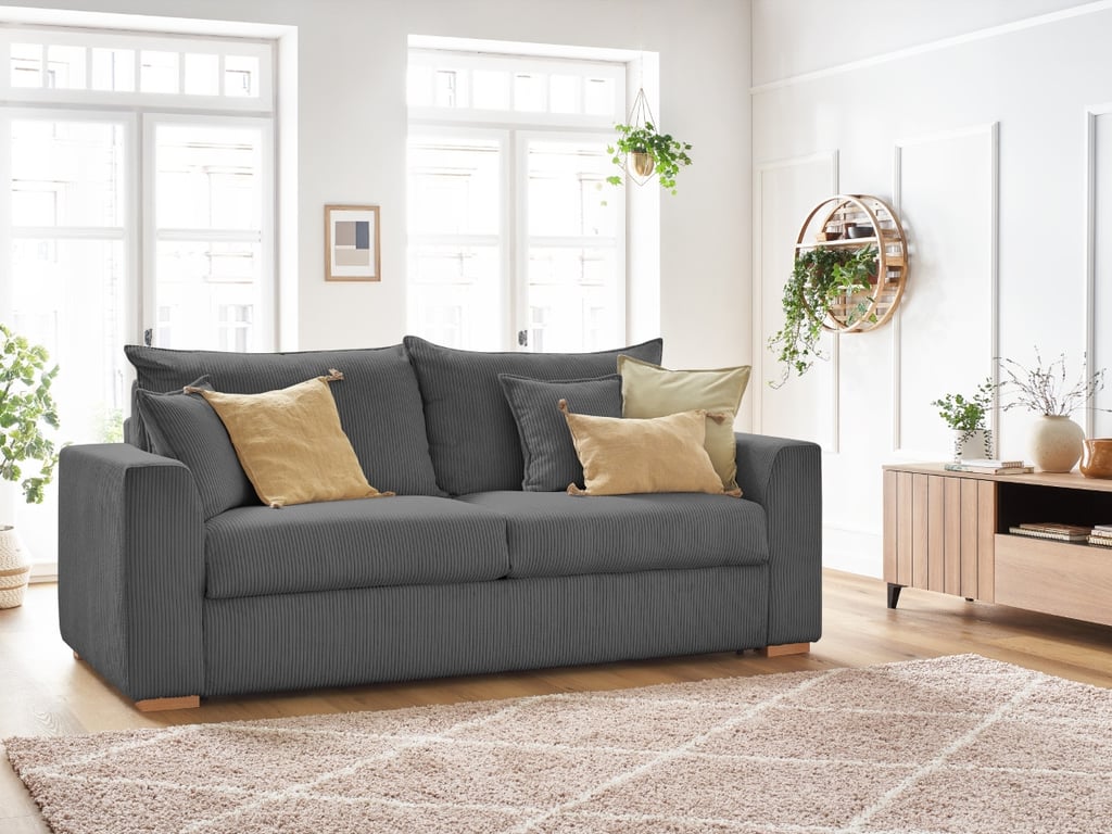 Produit similaire: Canapé droit convertible ouverture express AUGUSTIN velours côtelé gris foncé 160x200 BOBOCHIC 3 places