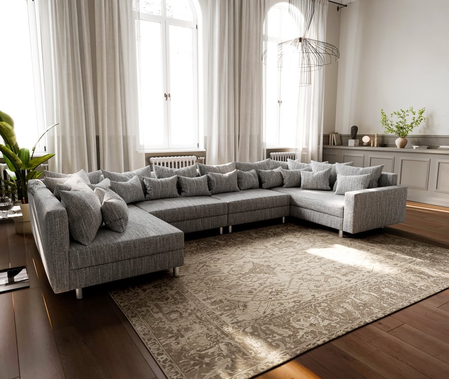 Produit similaire: Canapé Clovis XL canapé modulaire tissu structuré gris clair accoudoir