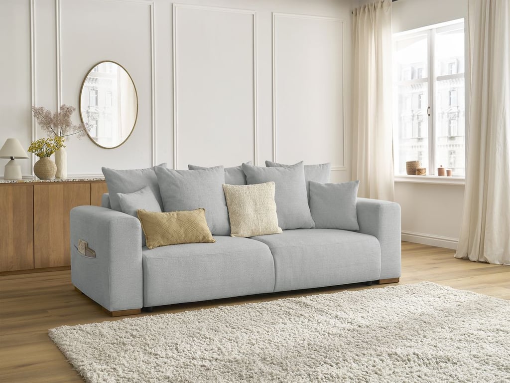 Produit similaire: Canapé droit convertible SIDONIE tissu chiné gris clair BOBOCHIC 3 places