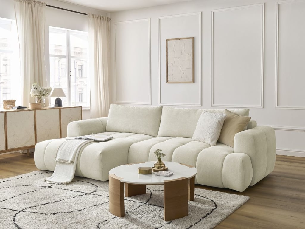 Produit similaire: Fuji canapé d'angle convertible 3 places tissu lisse beige angle gauche