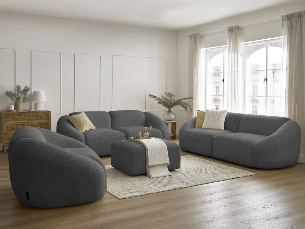 Produit similaire: Tina ensemble canapé droit fixe + fauteuil 3 + 2 places tissu bouclette gris foncé
