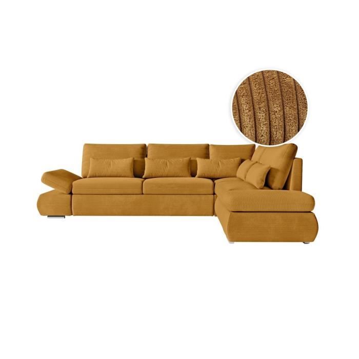Produit similaire: Canapé d'angle 4 places réversible SEBASTIAN convertible avec coffre en velours côtelé - Jaune - L267 x P200 x H90cm - LOUNGITUDE
