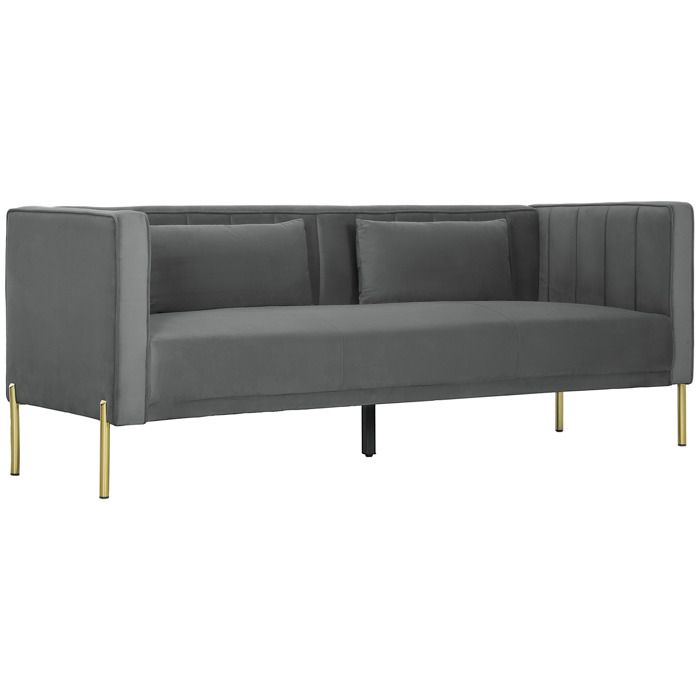 Produit similaire: Canapé 3 places - HOMCOM - 2 coussins amovibles - revêtement en velours - 194,5 x 76 x 76 cm - gris