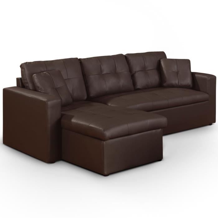 Produit similaire: Canapé d'angle convertible Toledo Marron - Réversible - Cuir - 3 places - Contemporain - Design