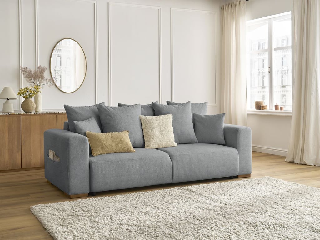 Produit similaire: Canapé droit convertible SIDONIE tissu chiné gris foncé BOBOCHIC 3 places