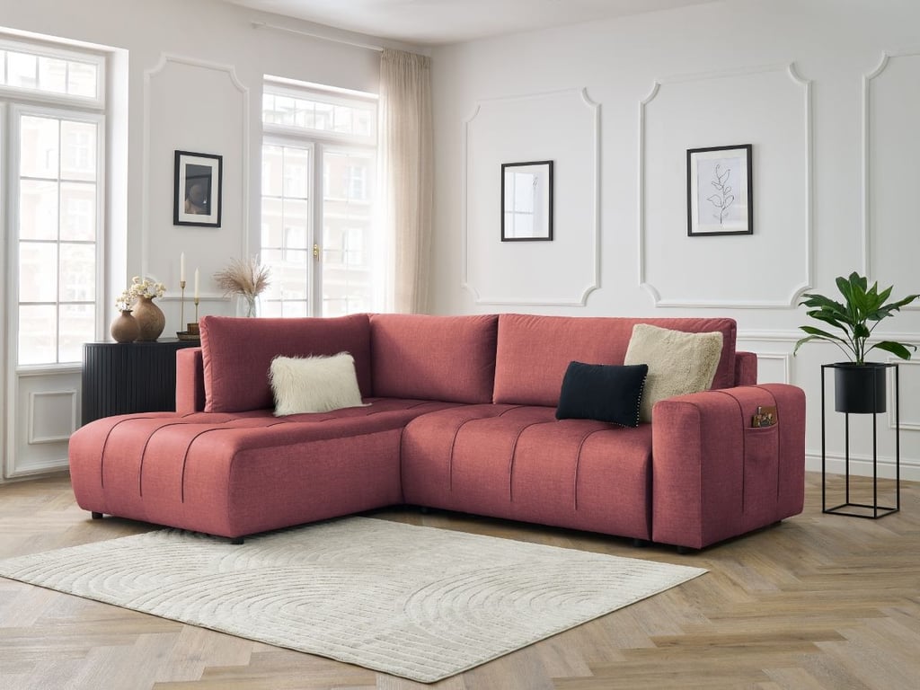 Produit similaire: Canapé d'angle L convertible coffre ARSENE tissu velours orange angle gauche BOBOCHIC 3 places