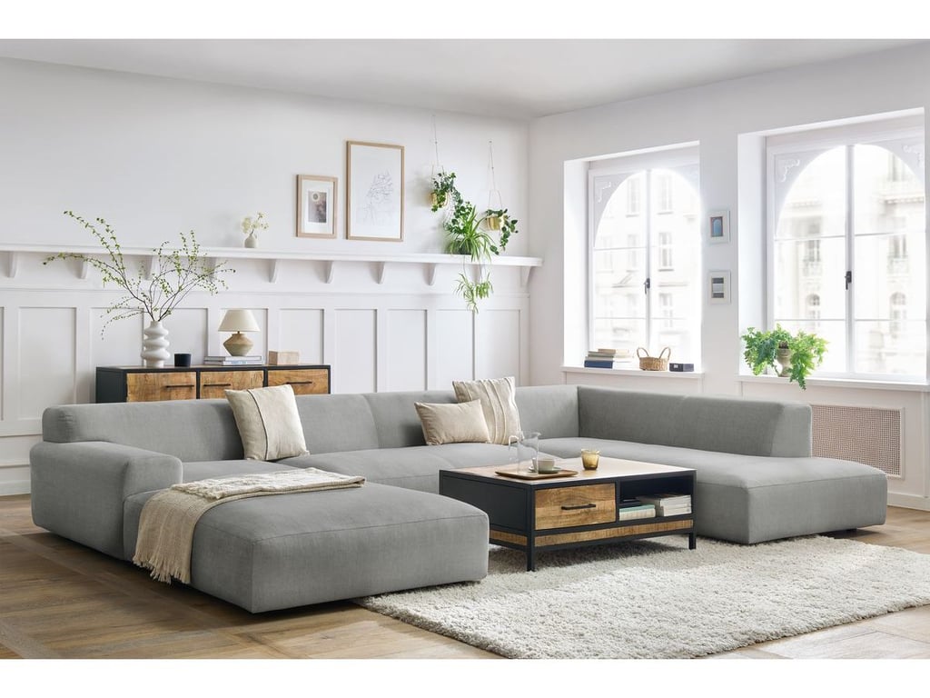 Produit similaire: Canapé panoramique fixe LAVENA tissu velours gris clair angle gauche BOBOCHIC 6 places