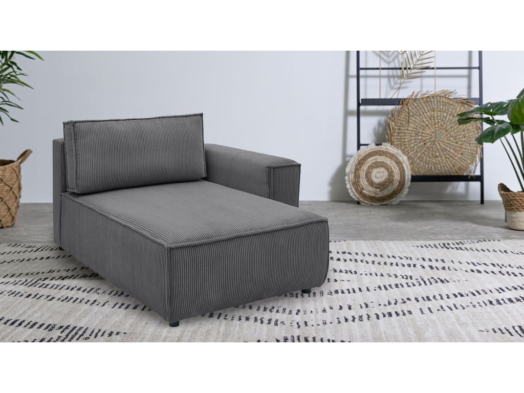 Produit similaire: Méridienne avec accoudoir pour canapé modulable NIHAD tissu velours côtelé gris foncé angle droit BOBOCHIC 1 places