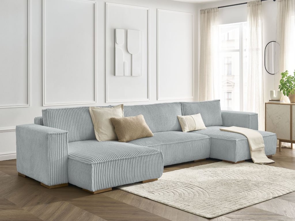 Produit similaire: Canapé panoramique convertible coffre CHELSEA gros côtelé doux gris clair BOBOCHIC 4 places