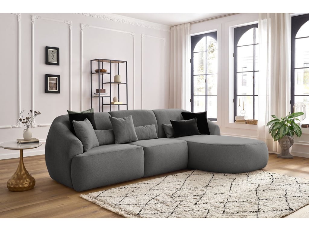 Produit similaire: Canapé d'angle fixe ALESIA tissu chiné gris foncé angle droit BOBOCHIC 3 places