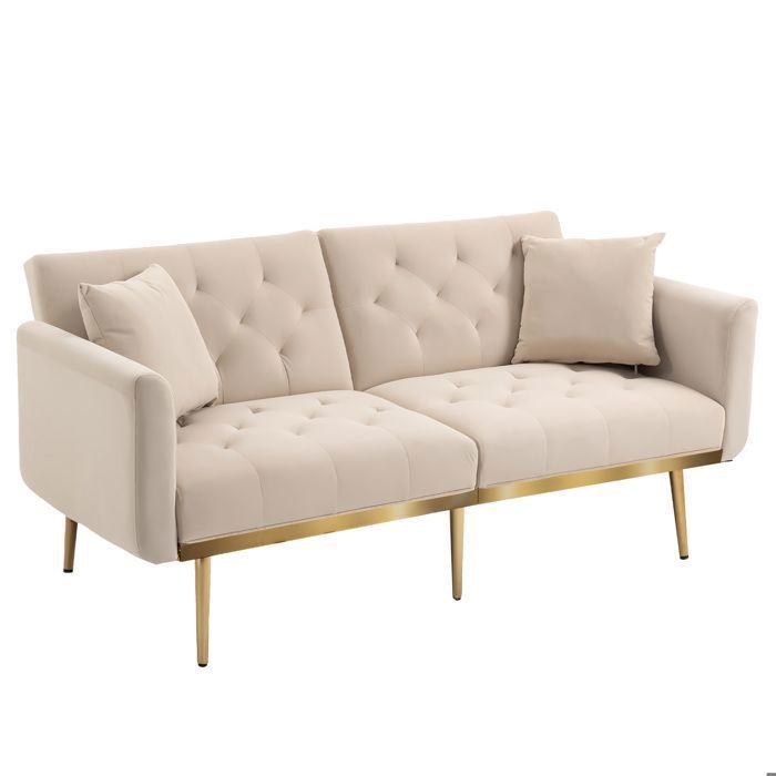 Produit similaire: Canapé-lit 3 Places en Velours avec 2 coussins - 162x78x80 cm - Beige
