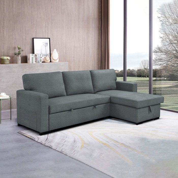 Produit similaire: Canapé d'angle réversible et convertible en tissu gris clair - COZY