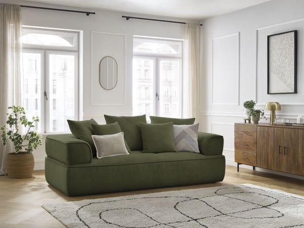 Whesley canapé droit fixe 3 places vert foncé