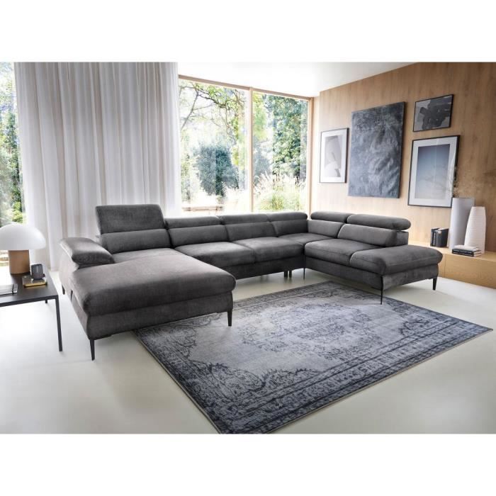 Produit similaire: Canapé d'angle gauche panoramique convertible en velours gris anthracite SEPINA de Pascal Morabito