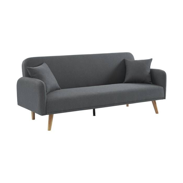 Produit similaire: Canapé convertible 2-3 places tissu gris foncé. pieds bois d'hévéa
