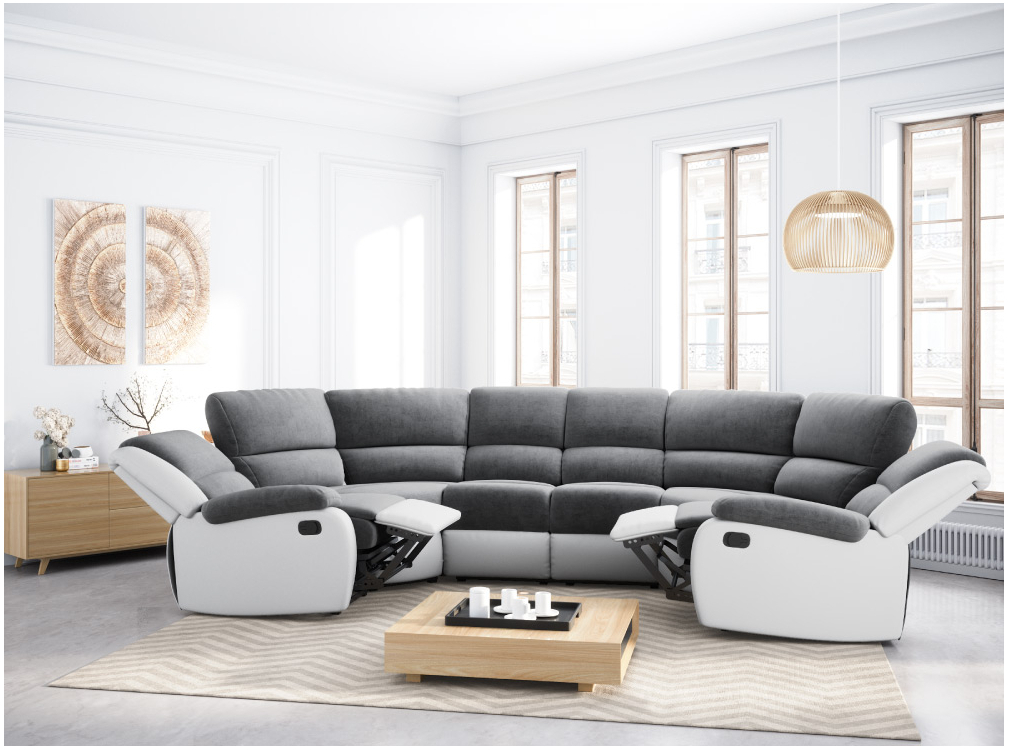 Produit similaire: RELAXXO - Canapé de Relaxation manuel Panoramique LEO 8 places bi-matière Microfibre/Simili