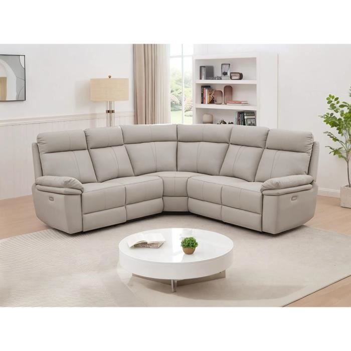 Produit similaire: Canapé d'angle relax électrique en cuir gris clair - VENTE-UNIQUE - MESOLA - 6 places - Occasionnel - Ferme