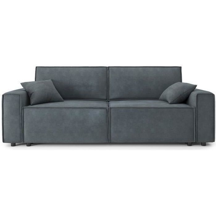 Produit similaire: Canapé droit convertible MIRA en velours gris souris 3 places - Coffre de rangement - BAÏTA