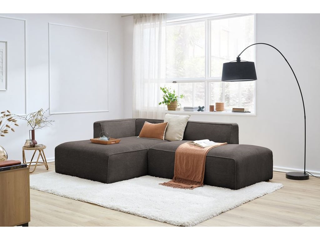 Produit similaire: Canapé d'angle fixe MEGEVE tissu velours côtelé marron angle gauche BOBOCHIC 4 places