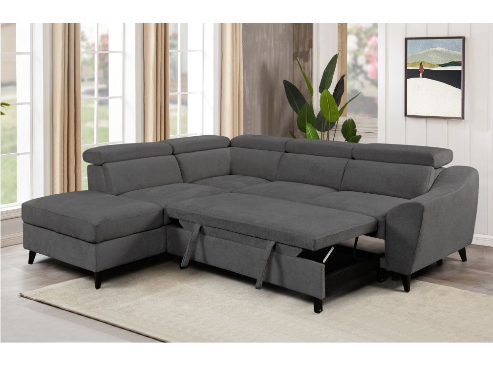 Produit similaire: Canapé d'angle VERLA 4 places convertible avec coffre en tissu