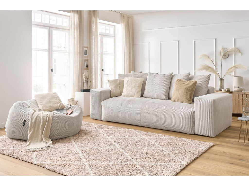Produit similaire: Voltaire canapé droit fixe 3 places velours côtelé beige
