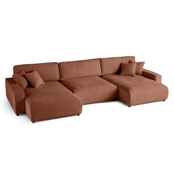 Pivoine - Canapé convertible 7 places velours rouge