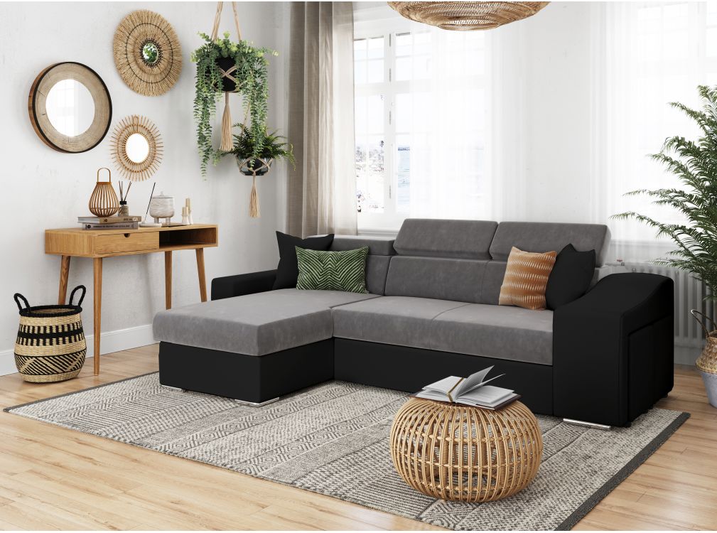 Produit similaire: Canapé d'Angle ELONA Convertible en Microfibre et Simili avec poufs