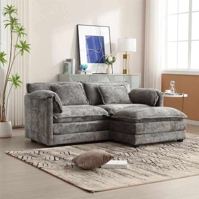 Produit similaire: Canapé d'angle réversible 2/3 places en tissu chenille,Canapé avec coussins,repose-pieds pour salon,chambre à coucher,Gris