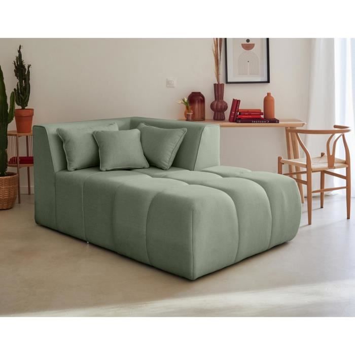 Produit similaire: Canapé méridienne droit en tissu vert sauge - Lisa Design - Caracas