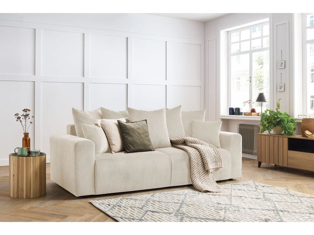 Produit similaire: Canapé droit fixe 3 places ENVY velours côtelé beige BOBOCHIC