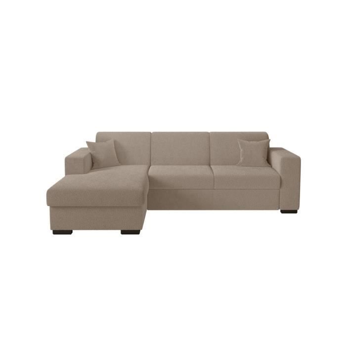 Produit similaire: Canapé d'angle gauche 4 places FUJI XL convertible avec coffre en tissu bouclette - Taupe - L262 x P157 x H83cm - LOUNGITUDE