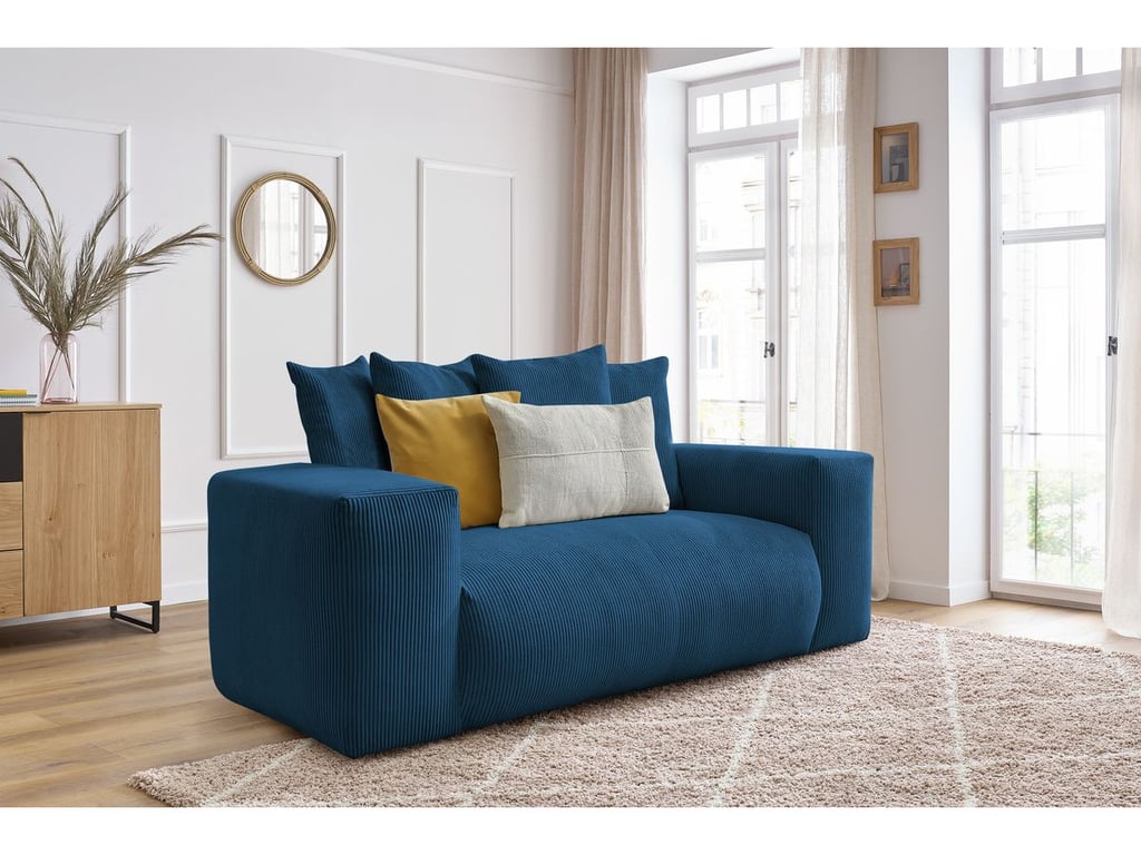 Produit similaire: Voltaire canapé droit fixe 2 places velours côtelé bleu foncé