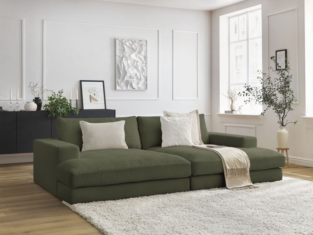 Produit similaire: Canapé droit fixe 4 places LEONARD assise profonde velours côtelé vert clair BOBOCHIC