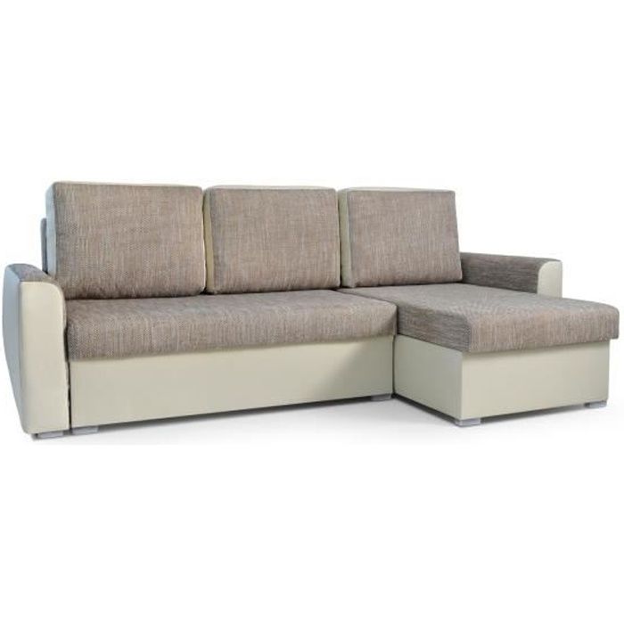 Produit similaire: Canapé d'angle réversible et convertible avec coffre de rangement - 4 places - Tissu cappuccino - SILVA
