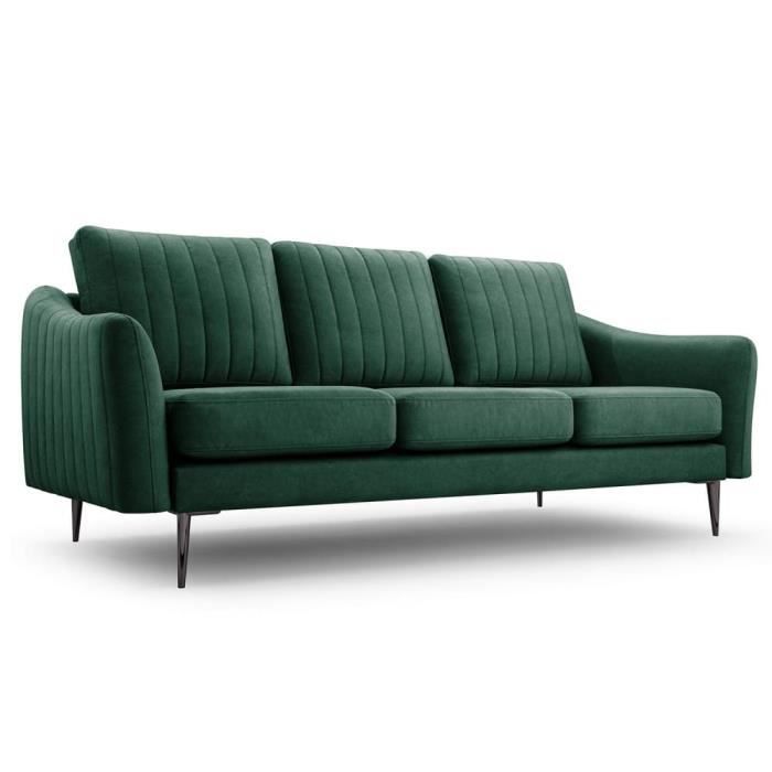 Produit similaire: Canapé droit fixe 3 places en tissu avec pieds en métal 206x90x90 cm - Sofa ROCAN III (Vert foncé - Cloud 39)