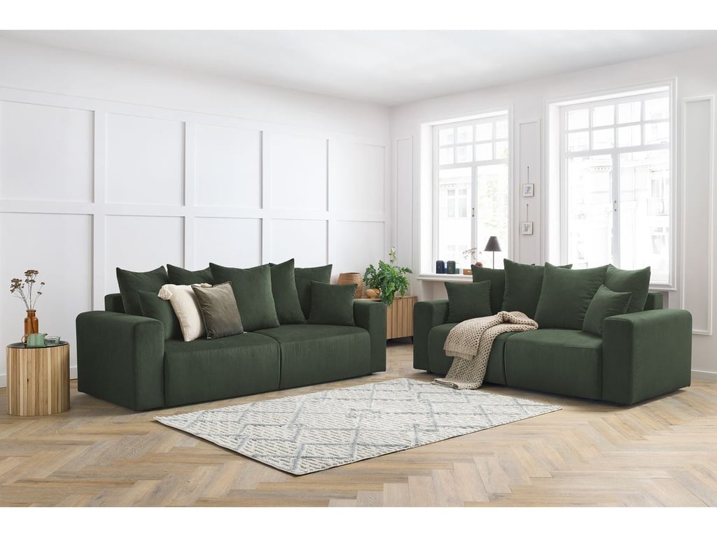 Produit similaire: Ensemble canapé droit fixe 3 + 2 places ENVY velours côtelé vert BOBOCHIC