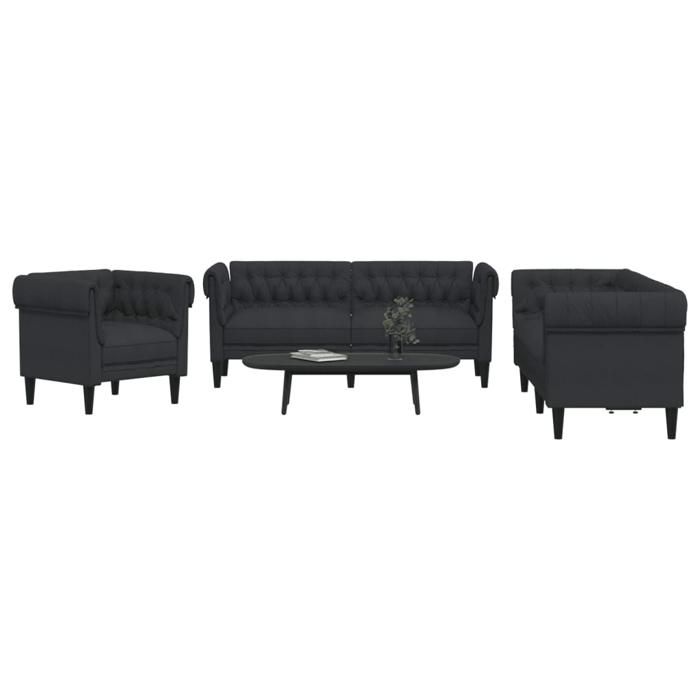 Produit similaire: Ensemble de canapés 3 pcs noir tissu, canapé, siège de canapé, canapé relax, canapé confort, fauteuil de télévision 3209193