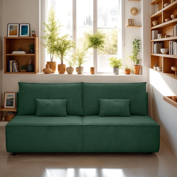 milla - Canapé convertible velours côtelé Vert
