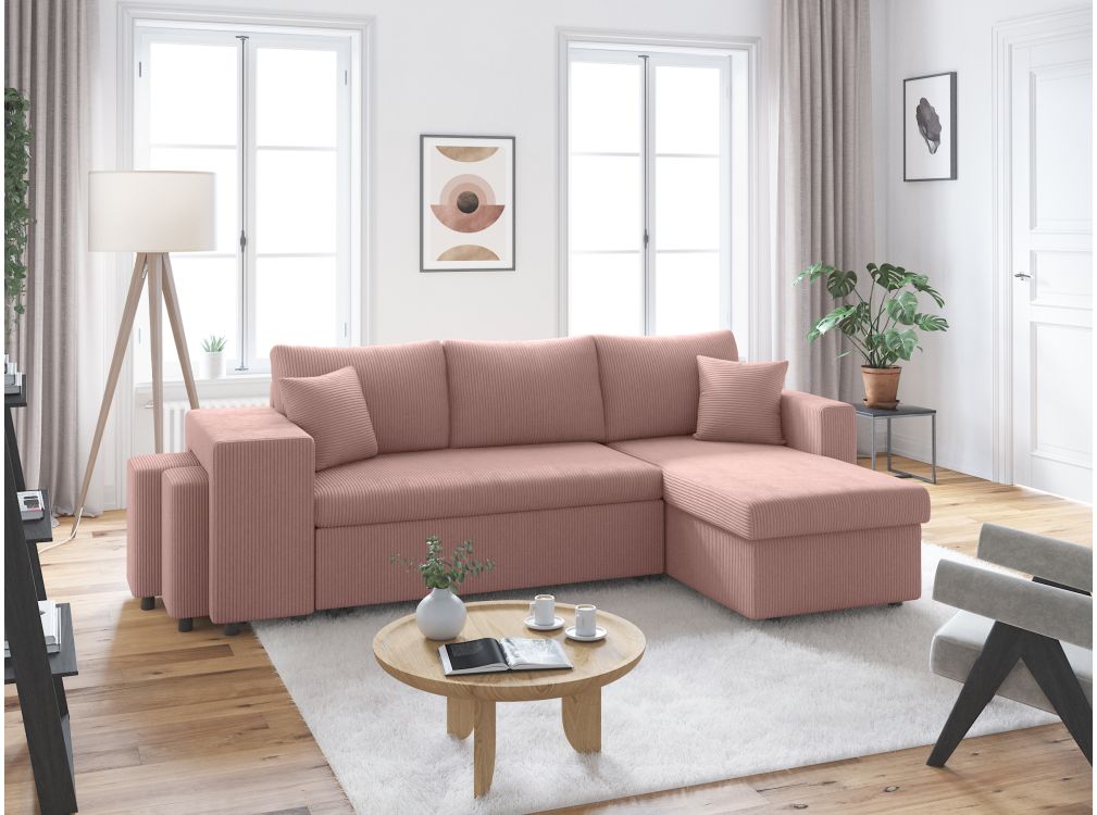Produit similaire: Canapé d'angle réversible convertible OSLO avec coffre et 2 poufs en velours côtelé
