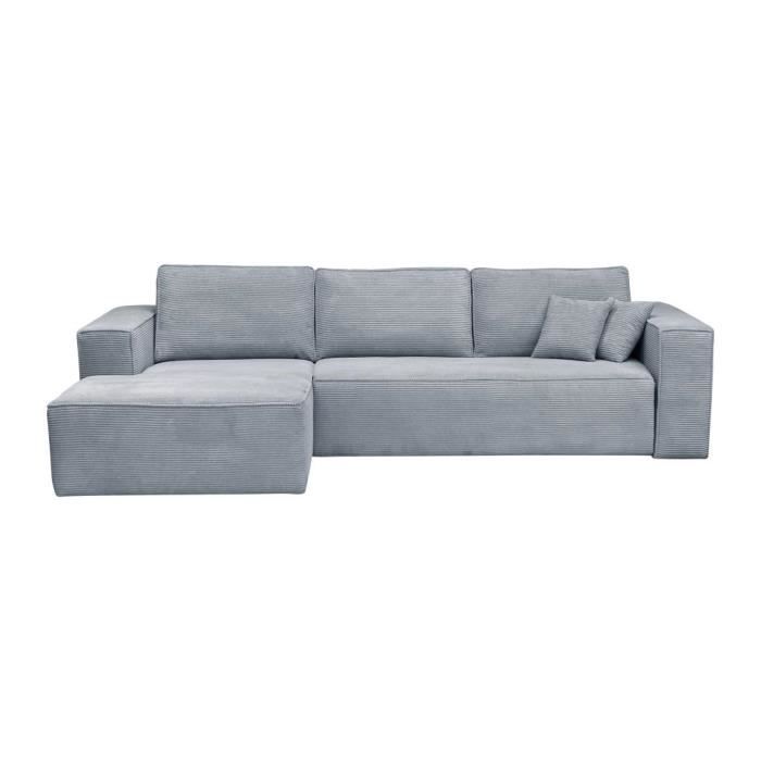 Produit similaire: Canapé d'angle gauche convertible express en velours côtelé gris clair - Couchage 140 cm - Matelas 14 cm AMELIA II