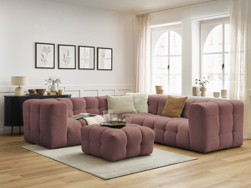 Produit similaire: Canapé d'angle réversible CLOUD avec pouf rose réversible BOBOCHIC 5 places