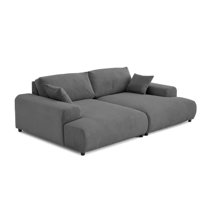 Produit similaire: Garance - canapé droit 3 places double méridienne - en velours côtelé - Gris foncé