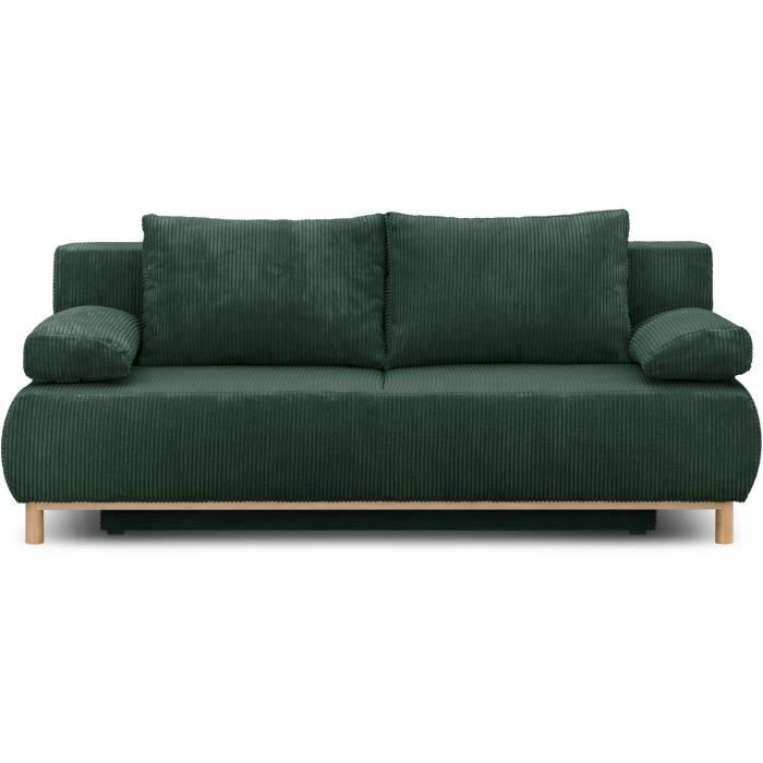 Produit similaire: Banquette convertible 3 places MIKA - Velours côtelé Vert forêt - Coffre de rangement - L 192 x H 84 x P 93 cm