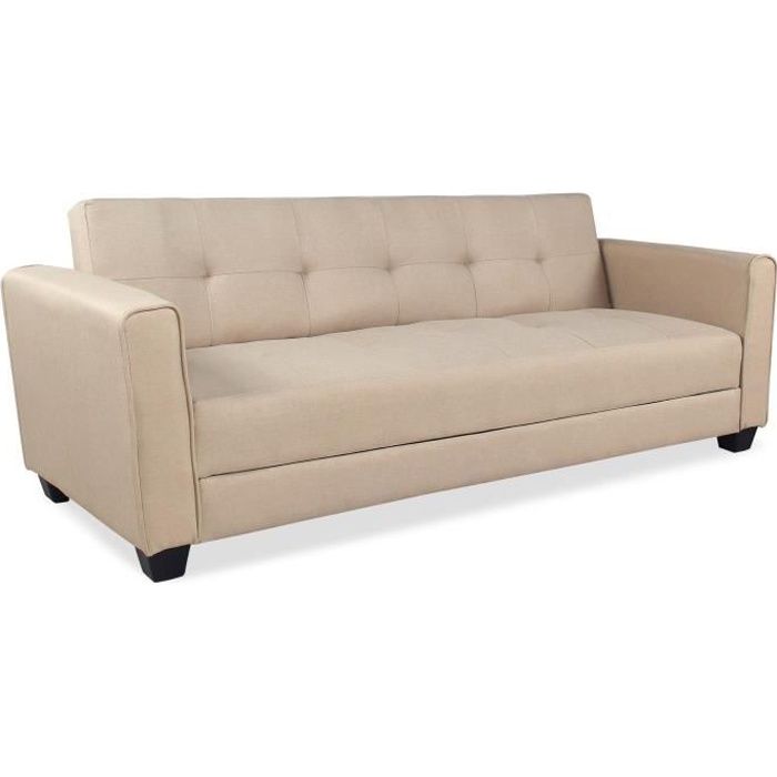 Produit similaire: Canapé convertible 3 places Clayton Tissu Beige - MENZZO - Contemporain - Design - Convertible - Moelleux
