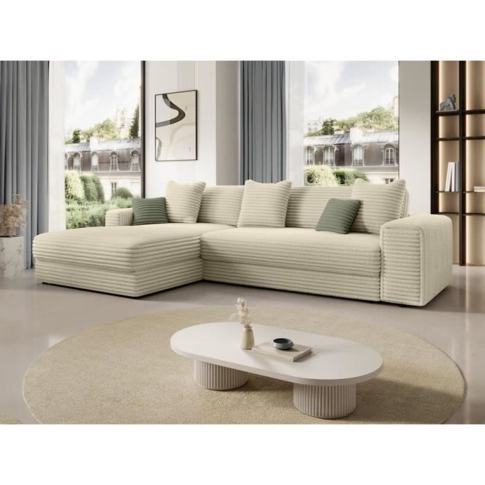 Produit similaire: Canapé d'angle gauche en velours côtelé beige - PASCAL MORABITO - CALAZO